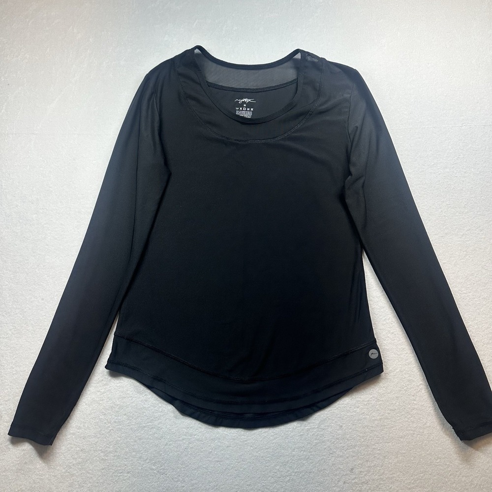 Gottex Women's Workout Sport Top Long Sleeve Thumb Hole Black Size‎ M Activewear